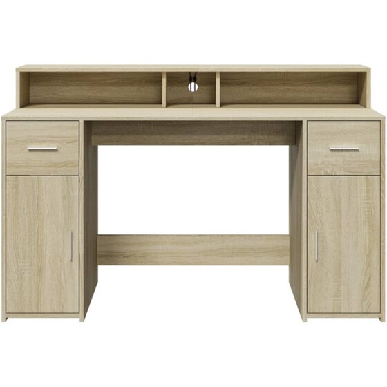 Γραφείο VidaXL με LED από Επεξεργασμένο Ξύλο 140x55x91 cm - Sonoma Δρυς image 5