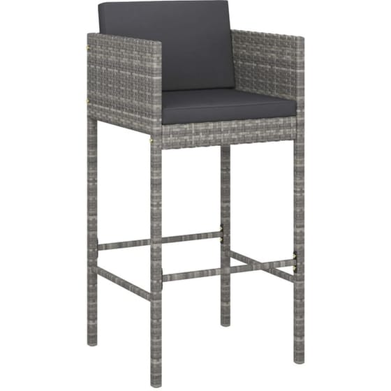 Σκαμπό Κήπου VidaXL με Μαξιλάρια από Ρατάν 50x48x100 cm 4 Τμχ - Γκρι image 1