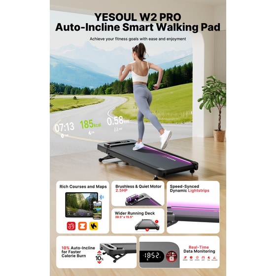 YESOUL W2 PRO BLACK Walking Pad Ηλεκτρικός Διάδρομος Γυμναστικής Μαύρο image 12