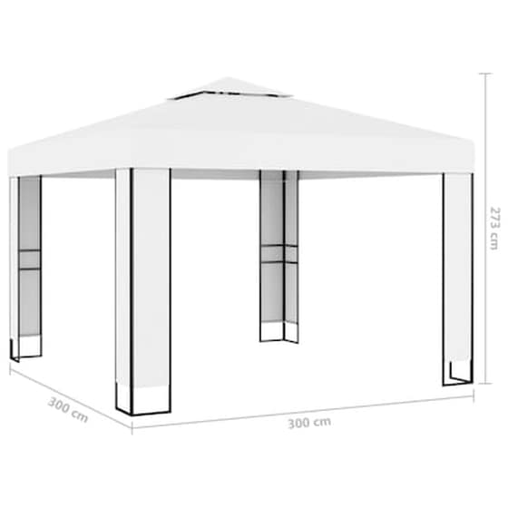 Κιόσκι Vidaxl Ατσάλινο με Διπλή Οροφή 3x3m - Λευκό image 4