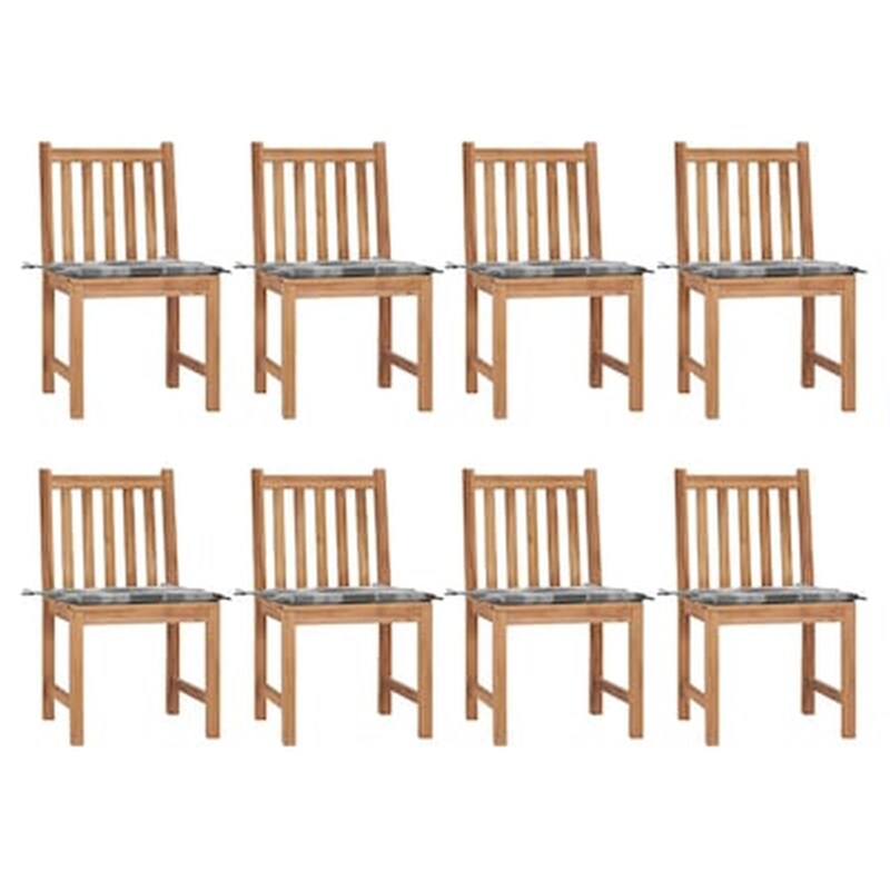 Vidaxl Καρέκλες Κήπου 8 Τεμάχια Από Μασίφ Ξύλο Teak Με Μαξιλάρια