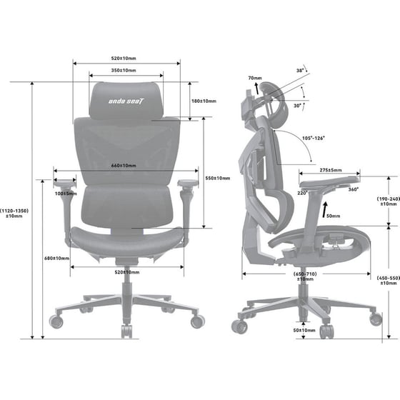 Καρέκλα Gaming/ Γραφείου Anda Seat X-Air Pro XL από Ύφασμα Mesh - Grey Twilight image 2