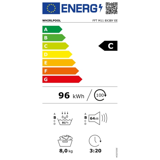 WHIRLPOOL FFT M11 8X3BY EE 8 kg με Αντλία Θερμότητας Λευκό Στεγνωτήριο Ρούχων image 5