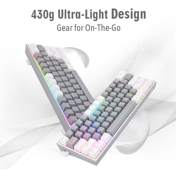 Redragon K631 Ενσύρματο Gaming Πληκτρολόγιο με RGB Φωτισμό Λευκό/Γκρι (US) image 4