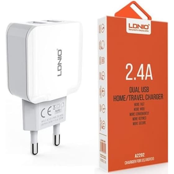 Φορτιστής Πρίζας Ldnio A2202 Με 2 Usb 2.4 A - White image 0