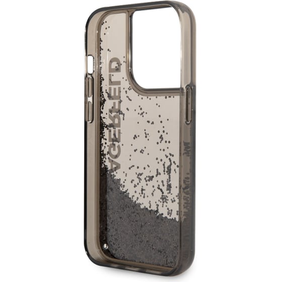 Θήκη Apple iPhone 14 Pro Max - Karl Lagerfeld Liquid Glitter Translucent Case Elongated Logo - Clear Black/Glitter image 6