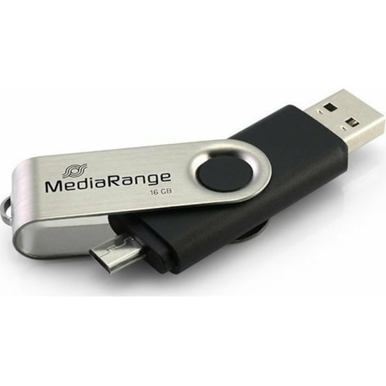 MediaRange 16GB USB 2.0 Stick με σύνδεση USB-A & micro USB-B Μαύρο image 1