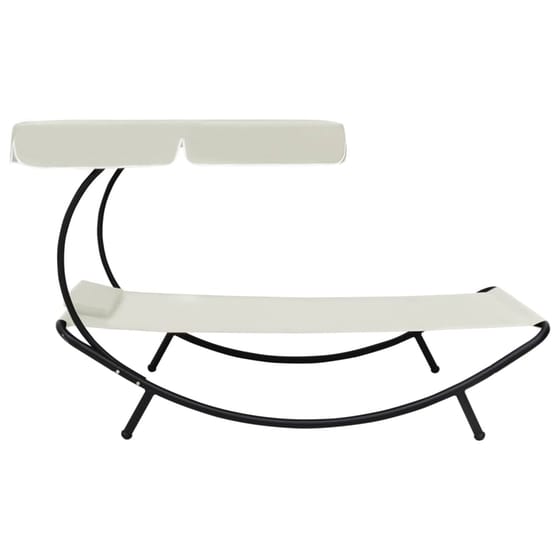 Ξαπλώστρα VidaXL με Σκίαστρο από Ατσάλι 200x90x112 cm - Μπεζ image 1