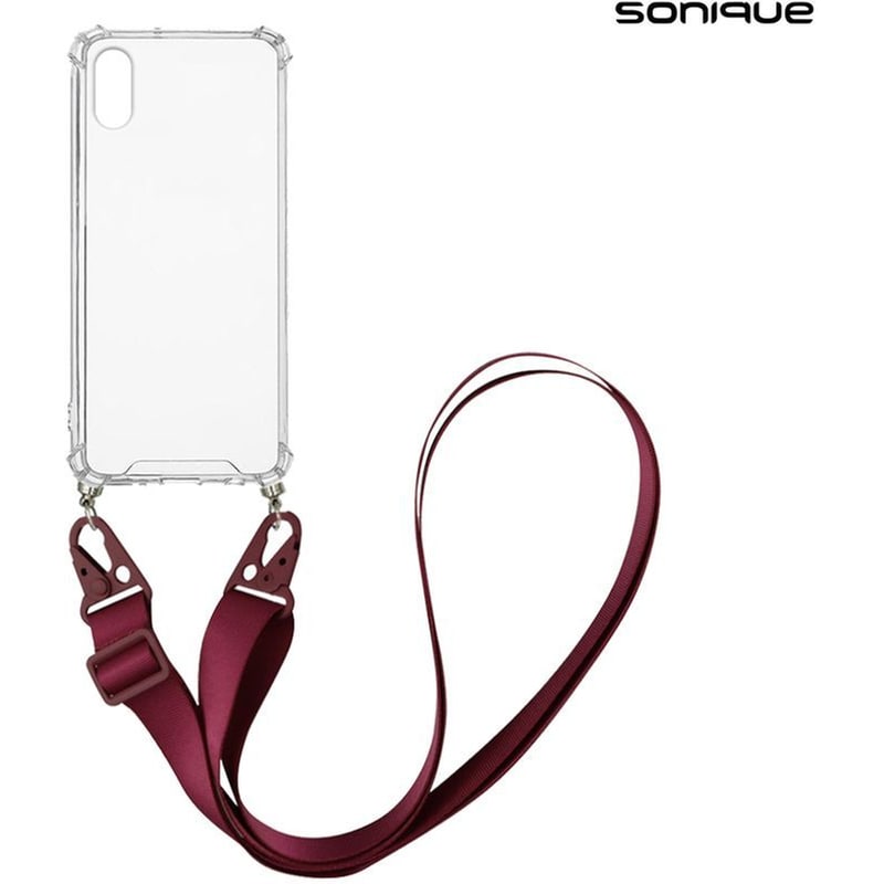 Θήκη Apple iPhone XR - Sonique με Strap Armor Clear - Μπορντό