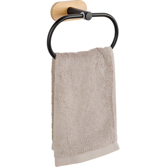 Κρεμάστρα Κρίκος Wenko Orea από Μπαμπού για Πετσέτα 8x12.5cm - Μαύρο/Καφέ image 1