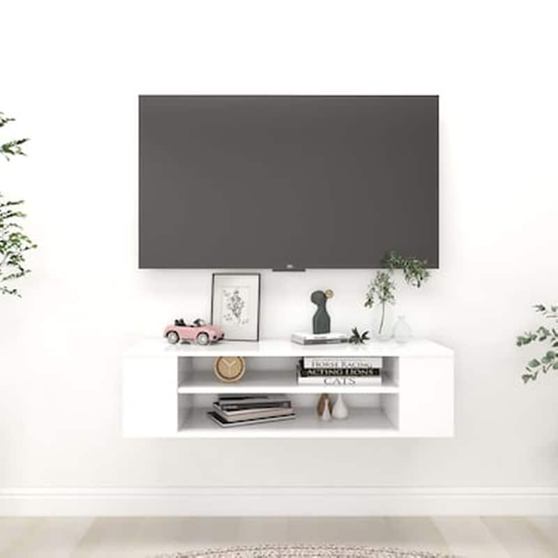 Vidaxl Έπιπλο Τηλεόρασης Κρεμαστό Λευκό 100x31x26,5 Εκ Από Μοριοσανίδα