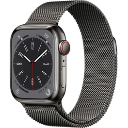 Apple Watch Series 8 Cellular 41mm Graphite Titanium Case with Graphite Milanese Band - Regular