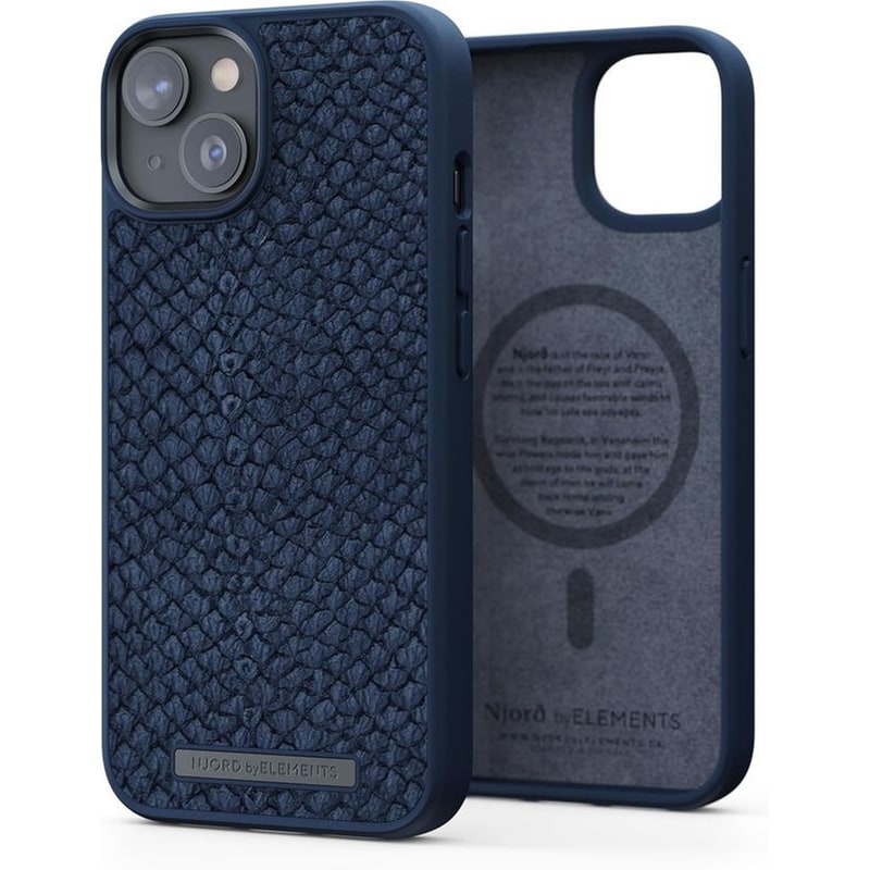 NJORD Θήκη Apple iPhone 14 Plus - Njord Salmon Leather MagSafe Case - Blue