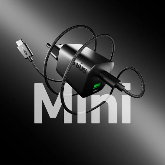 Φορτιστής Πρίζας SBS GAN USBA USB -C με Καλώδιο 65W - Μαύρο image 2