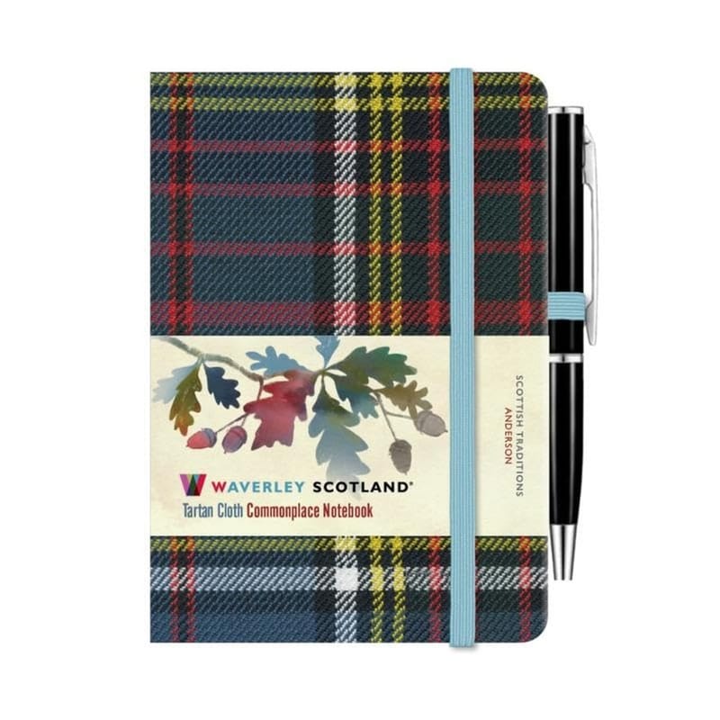 Waverley Anderson Tartan cloth mini notebook with pen