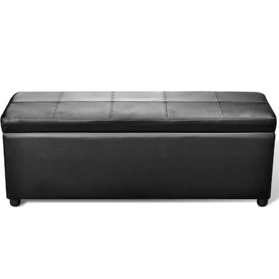 Σκαμπό Σαλονιού Ταμπουρέ Vidaxl  Με Αποθηκευτικό Χώρο Ξύλινο - Μαύρο image 3