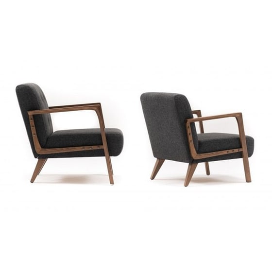 Πολυθρόνα 24mall Caesar από Ύφασμα/Ξύλο 69x80x83cm - Γκρι/Καφέ image 5