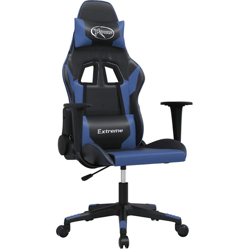 Καρέκλα Gaming VIDAXL 345445 με Ρυθμιζόμενα Μπράτσα από Τεχνητό Δέρμα - Μαύρο / Μπλε