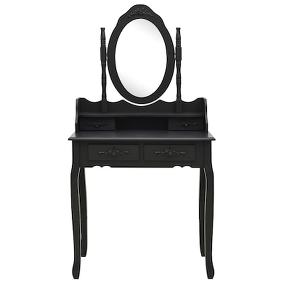 Vidaxl Μπουντουάρ Με Σκαμπό Μαύρο 75 X 69 X 140 Εκ. Ξύλο Παυλώνιας image 4