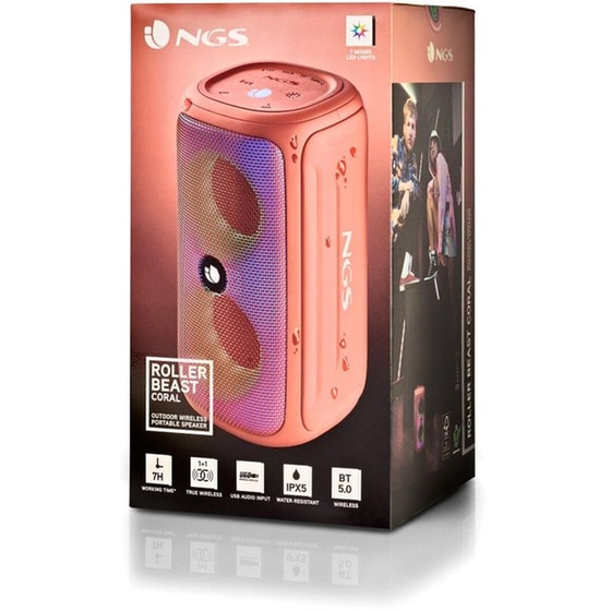 Ngs Roller Beast Bluetooth Speaker 32watt  Coral- Ηχείο Bluetooth  Με Ραδιόφωνο Και Ισχύ Εξόδου 32watt (2 X16 Watt) Σε Κοραλί Χρώμα image 4