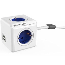Πολύπριζο Allocacoc Powercube Extended 4 Θέσεων & 2x Usb 1.5m- Λευκό/Μπλε