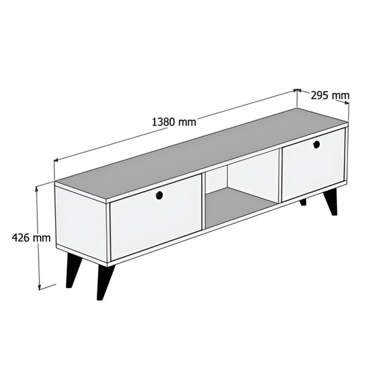 Έπιπλο Τηλεόρασης Fermo από Μοριοσανίδα 138x29.5x42.6cm - Καρυδί/Μαύρο image 2