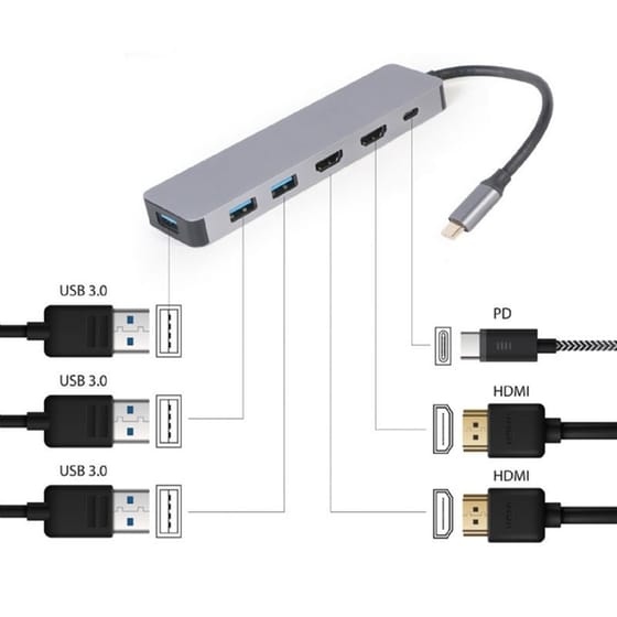 Cablexpert A-CM-COMBO3-03 USB Hub 3 σε 1 USB-C - Ασημί image 2