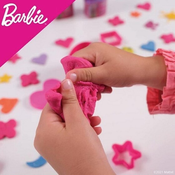 Σετ Πλαστοζυμαράκια Lisciani Barbie Glitter Dough House Kit με 5 Βαζάκια και Εργαλεία image 4