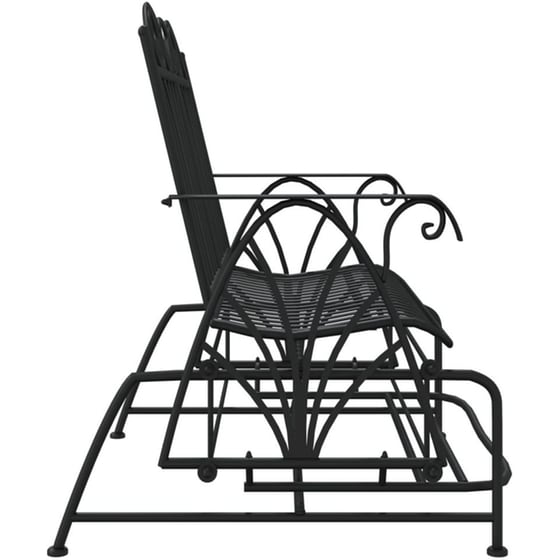 Διθέσιο Παγκάκι Κήπου VidaXL Κουνιστό Ατσάλινο 114x83x98 cm - Μαύρο image 4