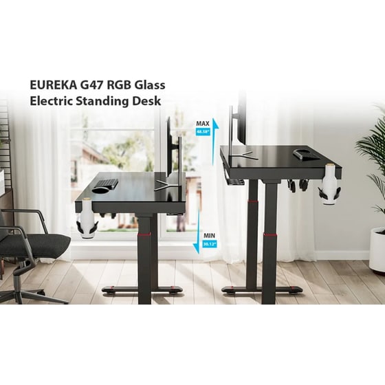 Γραφείο Gaming/ Εργασίας Eureka Ergonomic ERK-G47-V1-EU 120x60x75-122cm image 3