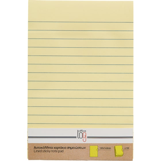 Αυτοκόλλητα Χαρτάκια Office Log Lined 100Φ - 10 x 14.9 cm image 0