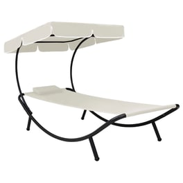 Ξαπλώστρα VidaXL με Σκίαστρο από Ατσάλι 200x90x112 cm - Μπεζ