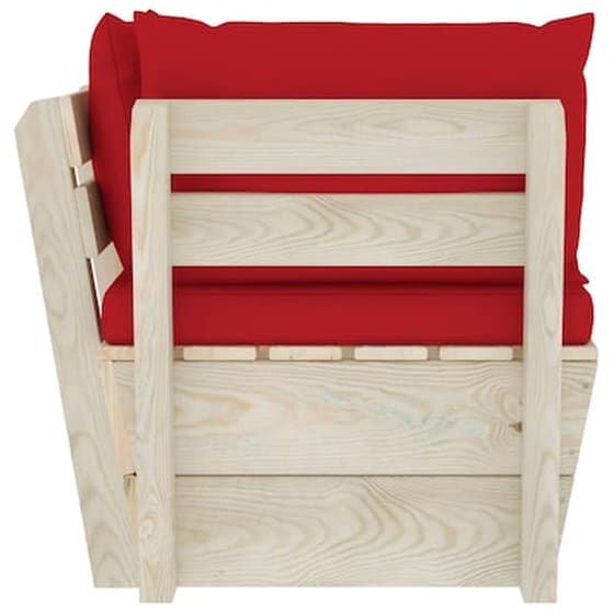 Καναπές Κήπου Γωνιακός VidaXL από Εμποτισμένο Ξύλο Ερυθρελάτης 60x60x65 cm - Κόκκινο image 3