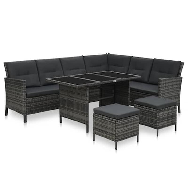 VIDAXL Vidaxl Σαλόνι Κήπου 4 Τεμαχίων Γκρι Από Συνθετικό Ρατάν Με Μαξιλάρια