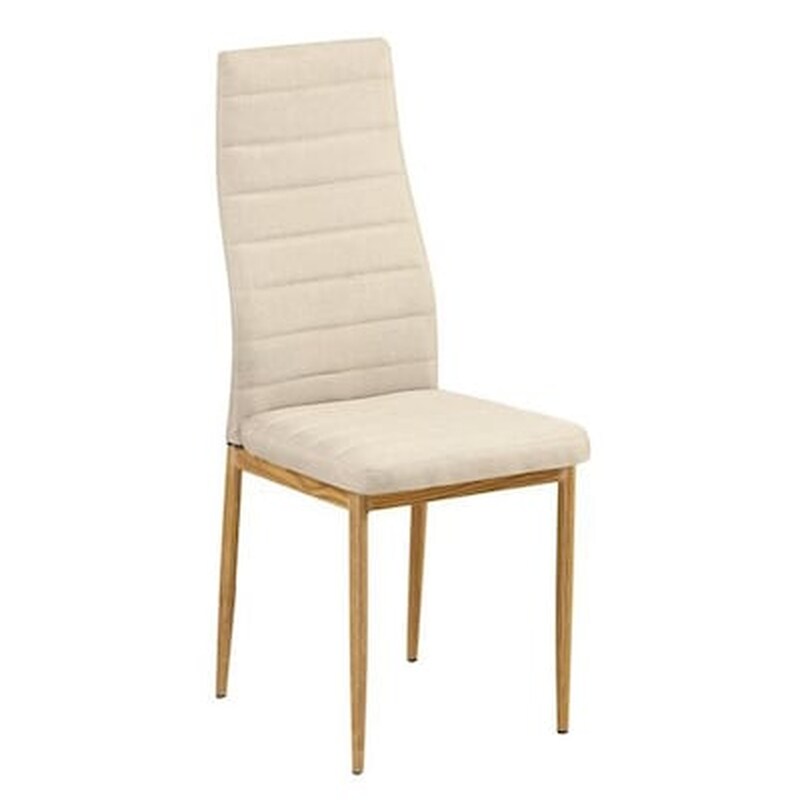 Καρέκλα Μεταλλική Φυσικου Χρωματος - Ύφασμα Μπεζ - Σετ 6 Τμχ WOODWELL