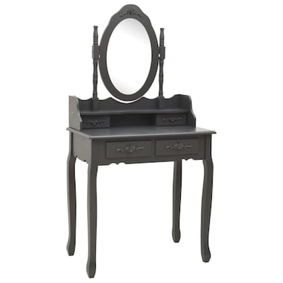 Vidaxl Μπουντουάρ Με Σκαμπό Γκρι 75 X 69 X 140 Εκ. Ξύλο Παυλώνιας image 3