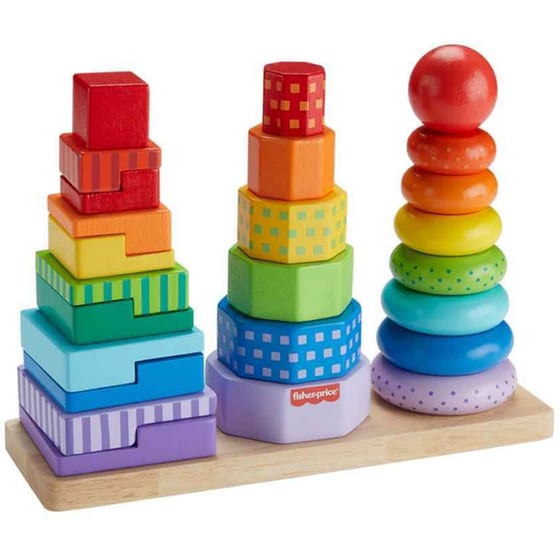 Fisher Price Wooden Stacking Shape Sorter Ξύλινες Πυραμίδες image 2