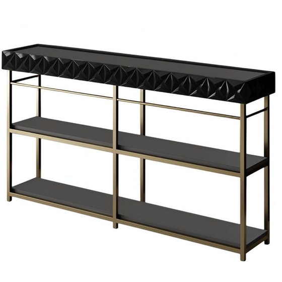 Κονσόλα  24Mall Emerald από Μοριοσανίδα/Μέταλλο 152x32x83 cm - Ανθρακί/Χρυσή image 0
