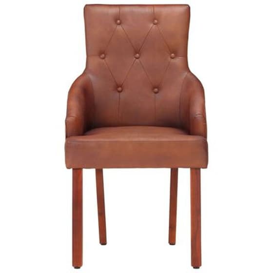 Καρέκλες Τραπεζαρίας Vidaxl από Γνήσιο Δέρμα Κατσίκας 2 Τμχ - Καφέ image 1