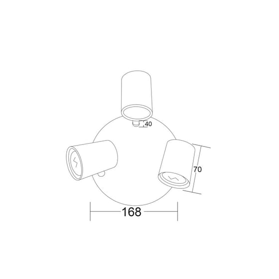 Σποτ Τρίφωτο Aca Orfeas Suh1893pb Μεταλλικό 16.8 cm - Μαύρο image 1