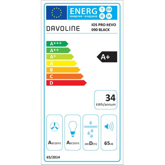 DAVOLINE IOS PRO REVO 090 90 cm Μαύρο Απορροφητήρας Συρόμενος image 3