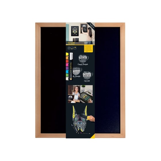 Μαυροπίνακας Τοίχου Securit Ξύλινο Πλαίσιο 60x40x1cm image 3