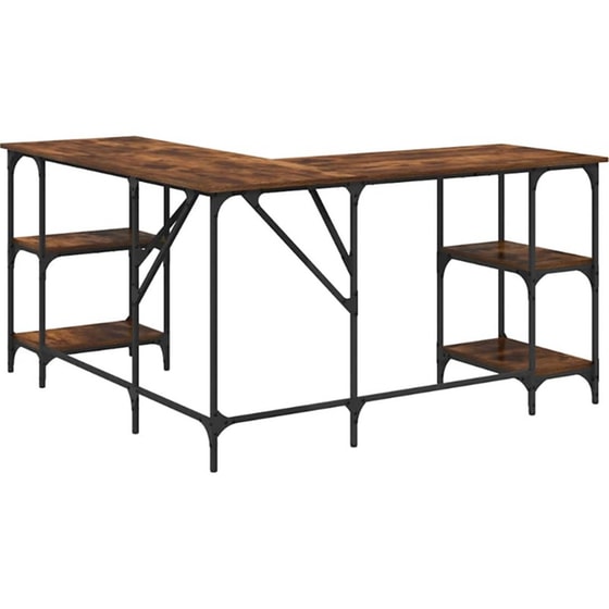Γραφείο VidaXL από Επεξεργασμένο Ξύλο 139x139x75 cm - Καπνιστή Δρυς image 6