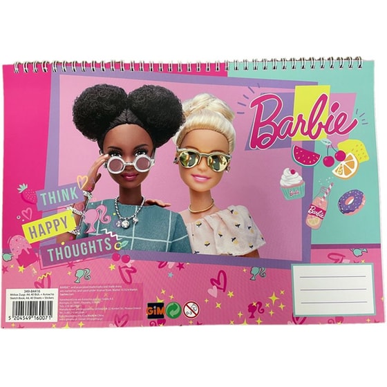 Μπλοκ Ζωγραφικής Gim 23x33 με Αυτοκόλλητα Barbie 40 Φύλλων image 0