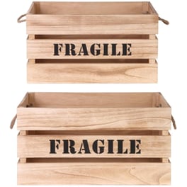 Σετ Διακοσμητικά Τελάρα Home Deco Factory  2τμχ "Fragile" Ξύλινα - Καφέ