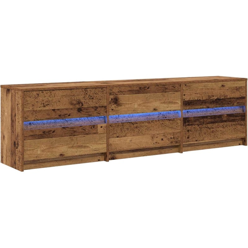 Έπιπλο Τηλεόρασης VidaXL με LED 180 x 34 x 50 cm - Παλαιωμένο Ξύλο