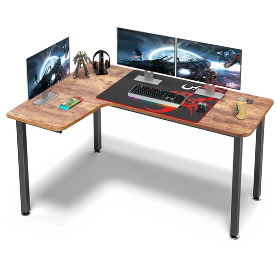 Γραφείο Gaming Eureka Ergonomic από Carbon Fiber ERK-CD-L01L-60VP 155.4x110x76.2cm - Καφέ image 2