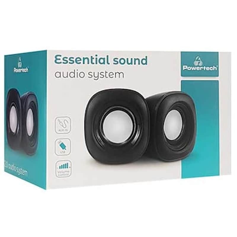 Ηχεια Powertech Pt-844 Essential Sound - 2x3w - 3.5mm - Μαυρο Χρωμα - 2.0 Audio System