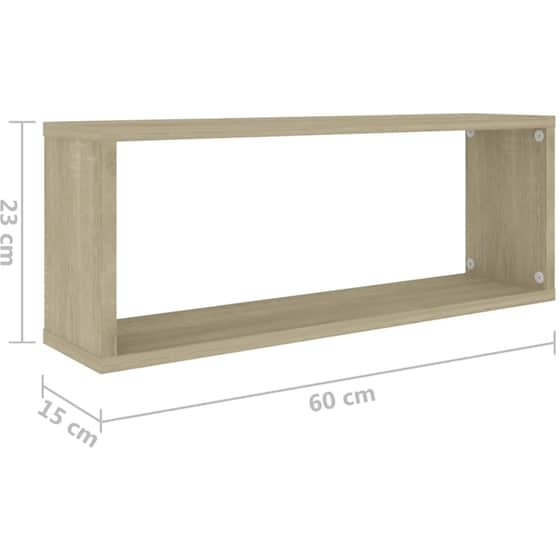 Ράφια Τοίχου VidaXL από Μοριοσανίδα 60x15 cm 4 Τμχ - Δρυς/ Μπεζ image 8