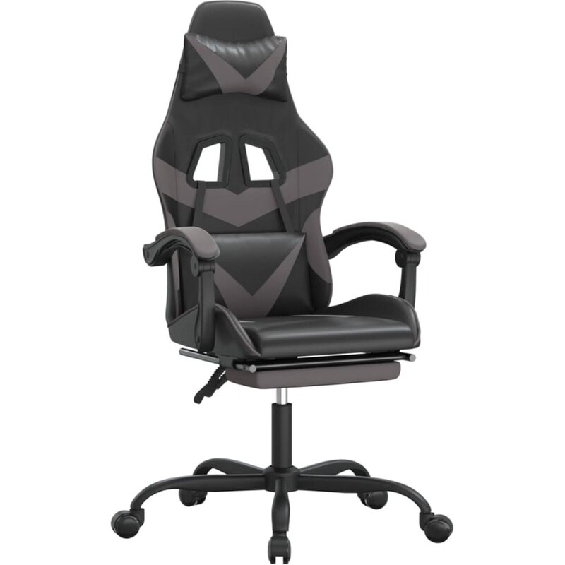 Καρέκλα Gaming VIDAXL 349559 με Υποπόδιο από Τεχνητό Δέρμα - Γκρι